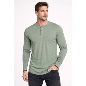 BYLT Drop Cut Long Sleeve Henley Sage Green Mens Large